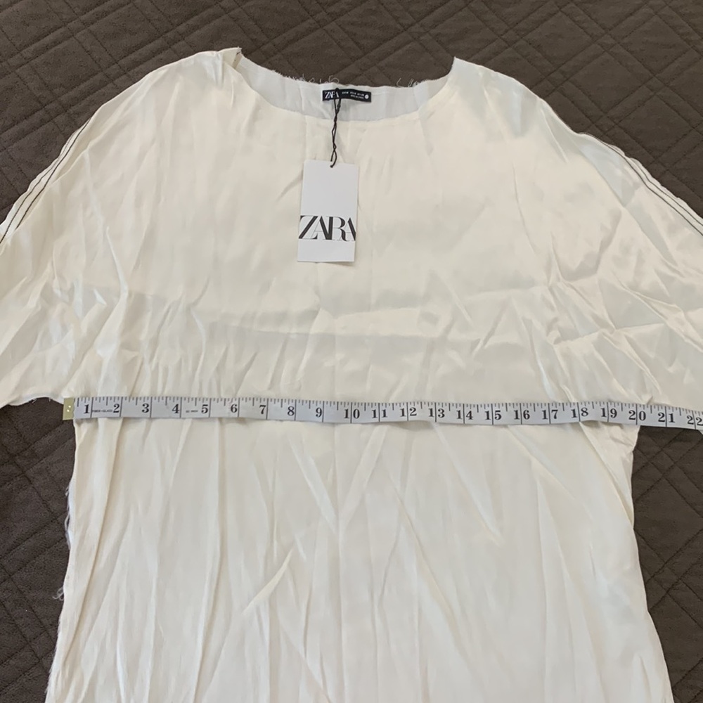 Zara NWT Satin Effect Topstitched Top - Picture 14 of 17